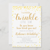 Invitation Twinkle Little Star Girls Gold Parties scintillant (Devant)