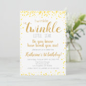 Invitation Twinkle Little Star Girls Gold Parties scintillant (Debout devant)