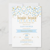 Invitation Twinkle Little Star Gold & Baby Blue (Devant)