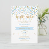 Invitation Twinkle Little Star Gold & Baby Blue Boy Twins (Debout devant)