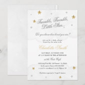 Invitation Twinkle Little Star Grey Gold Baby shower élégant (Devant / Derrière)