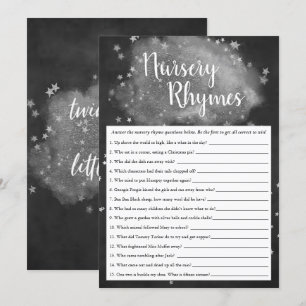 Invitation Twinkle Little Star Jeu de rime en gris foncé