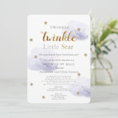 Invitation Twinkle Little Star Lavender Baby shower par courr (Debout devant)
