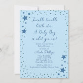 Invitation Twinkle Little Star Light Blue Boy Baby shower (Devant)