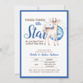 Invitation Twinkle Little Star Little Deer Blue Gold Modern (Devant)