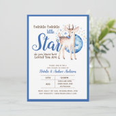 Invitation Twinkle Little Star Little Deer Blue Gold Modern (Debout devant)