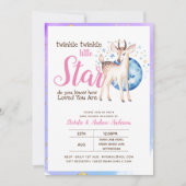 Invitation Twinkle Little Star Little Deer Pink Gold Modern (Devant)