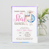 Invitation Twinkle Little Star Little Deer Pink Gold Modern (Debout devant)