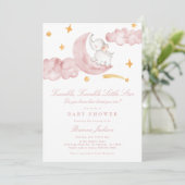Invitation Twinkle Little Star Lune Baby shower fille rose (Debout devant)