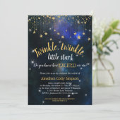 Invitation Twinkle Little Star Marine Baby shower Gold Galaxy (Debout devant)