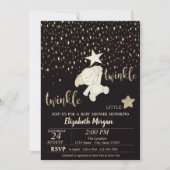 Invitation Twinkle Little Star Noir, Or, Baby shower d'ours (Devant)