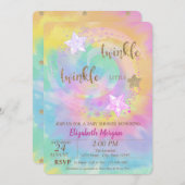 Invitation Twinkle Little Star Parties scintillant Tie Dye Ba (Devant / Derrière)