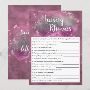 Invitation Twinkle Little Star   Pink Grey Nursery Rhyme Jeu