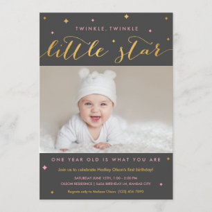 Invitation Twinkle Little Star Premier Anniversaire Invitatio