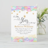 Invitation Twinkle Little Star Rainbow Bubbles Baby shower (Debout devant)