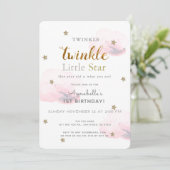 Invitation Twinkle Little Star rose 1er anniversaire Invitati (Debout devant)