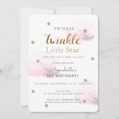 Invitation Twinkle Little Star rose 1er anniversaire Invitati (Devant)