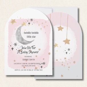 Invitation Twinkle Little Star Rose Aquarelle Arch