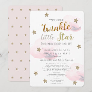 Invitation Twinkle Little Star Rose Cloud Baby shower par cou