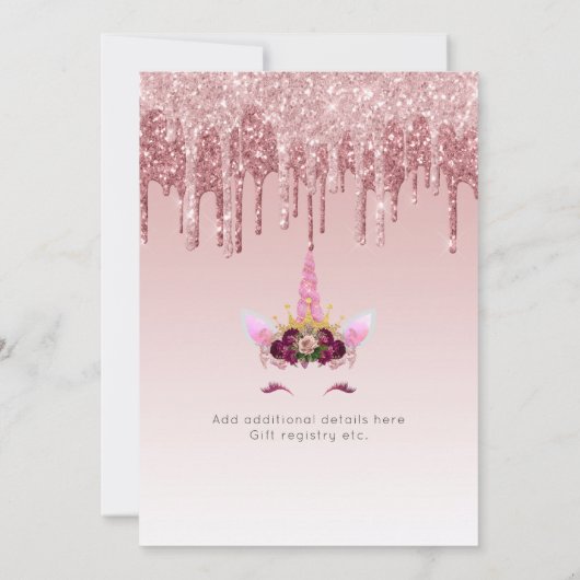 Invitation Twinkle Little Star Rose Gold rose Unicorn Parties (Dos)