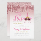 Invitation Twinkle Little Star Rose Gold rose Unicorn Parties (Devant / Derrière)