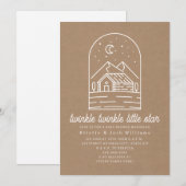 Invitation Twinkle Little Star Rustic Cardstock Baby shower (Devant / Derrière)