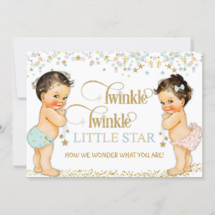 Invitation Twinkle Little Star Vintage Baby Genre Neutre