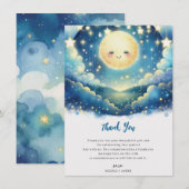 Invitation Twinkle Little Star Watercolor Merci (Devant / Derrière)