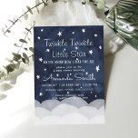 Invitation Twinkle Little Star Whimsical Baby shower<br><div class="desc">Aquarelle Whimsical Ciel nocturne et étoiles blanches & nuages illustrent l'invitation de baby shower neutre pour le genre. Personnalisable !</div>