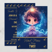 Invitation Twinkle Little Starry Princess Girl Anniversaire (Devant / Derrière)
