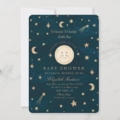 Invitation Twinkle Little Stars mignon Baby shower de lune (Devant)