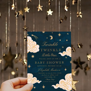 Invitation Twinkle Little Stars mignon Baby shower de lune