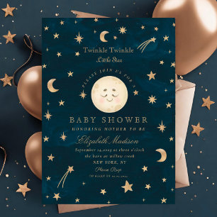 Invitation Twinkle Little Stars mignon Baby shower de lune