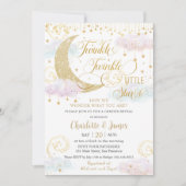 Invitation Twinkle Little Stars Rose Genre Révéler Douche (Devant)