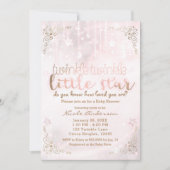 Invitation Twinkle petit Baby shower Star Pink Gold Sparkle (Devant)