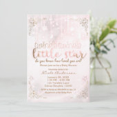 Invitation Twinkle petit Baby shower Star Pink Gold Sparkle (Debout devant)