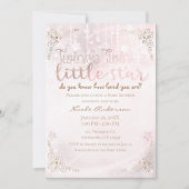 Invitation Twinkle petit Baby shower Star Pink Gold Sparkle (Devant)