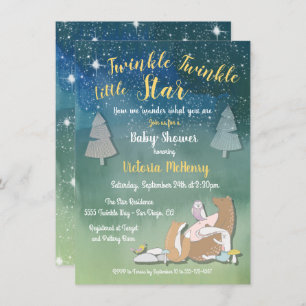Invitation Twinkle petit étoile d'aquarelle animaux baby show