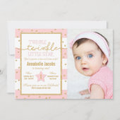 Invitation Twinkle rose et or photo d'anniversaire (Devant)