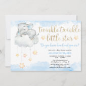 Invitation Twinkle scintille petit baby shower d'or bleu étoi (Devant)