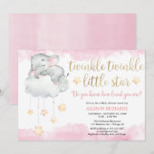Invitation Twinkle scintille petit baby shower d'or rose étoi (Devant / Derrière)