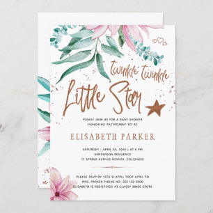 Invitation Twinkle scintille petit baby shower floral étoile