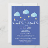 Invitation Twinkle Sprinkle Little Star Baby shower bleu (Devant)