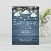 Invitation Twinkle Sprinkle Little Star Baby shower rustique (Debout devant)