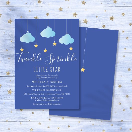 Invitation Twinkle Sprinkle Little Star Baby Sprinkle Douche