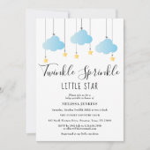 Invitation Twinkle Sprinkle Little Star Blue Boy Baby shower (Devant)