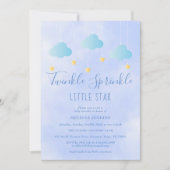 Invitation Twinkle Sprinkle Little Star Boy Baby shower bleu (Devant)