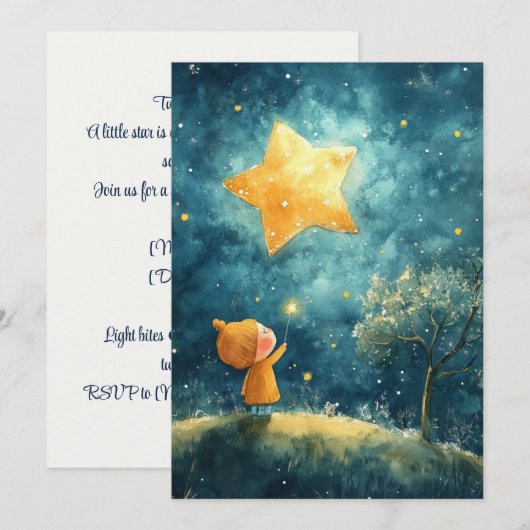 Invitation Twinkle Sprinkle | Nuit étoilée (Devant / Derrière)