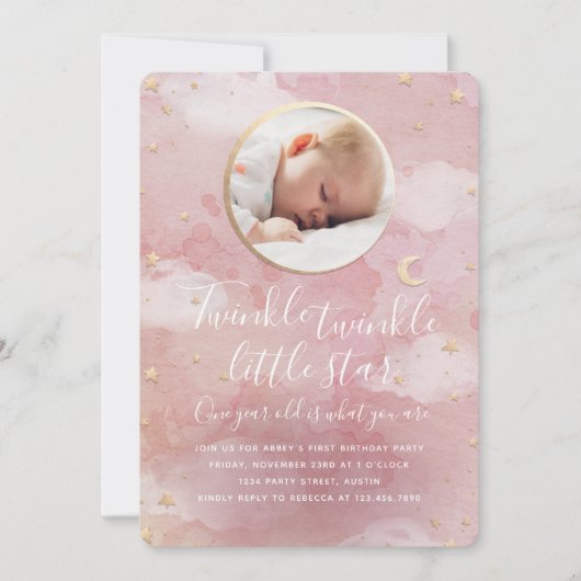 Invitation Twinkle Star 1er anniversaire (Devant)