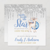 Invitation TWINKLE Star DriParties scintillant Bois Cerf BAPT (Devant / Derrière)